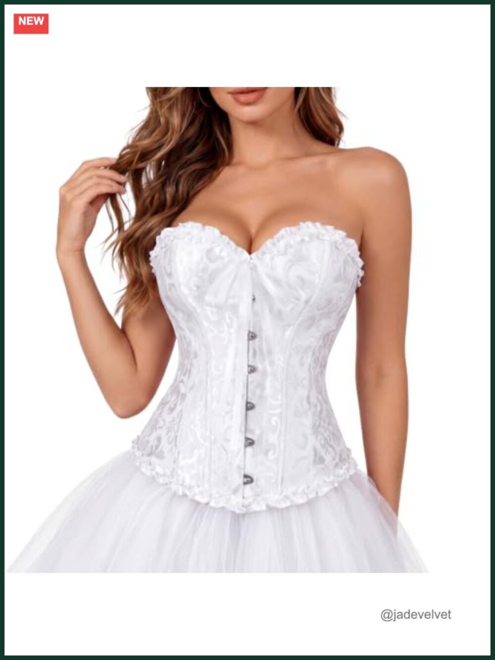 Victorian Overbust Corset Top Brocade Lace-Up Renaissance Bustier